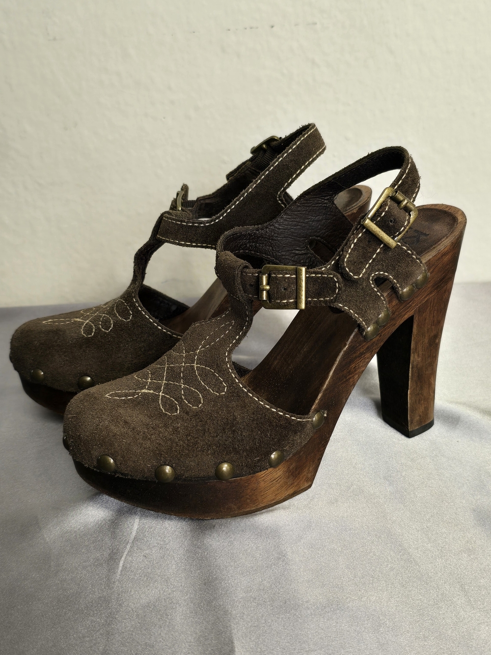 Michael Kors Brown Suede Buckle Clog Heels - Women's - Picture 5 of 12